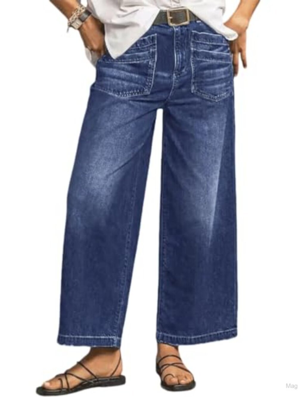 Wide Leg Jeans High Waisted Stretchy Baggy Ankle Denim Pants
